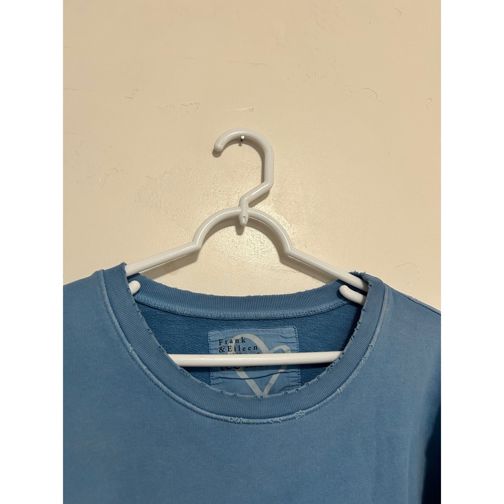 Frank & Eileen Tee Lab Blue Distressed French Terry Sweatshirt Medium USA Made - Picture 4 of 7